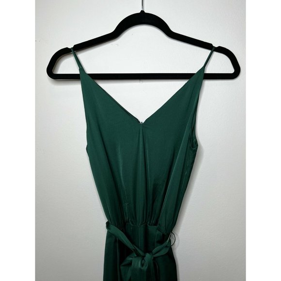 NWT H&M Wide Leg Crop Jumpsuit Emerald Green Belt Zip Up Size US 0 EU32 - Picture 5 of 12